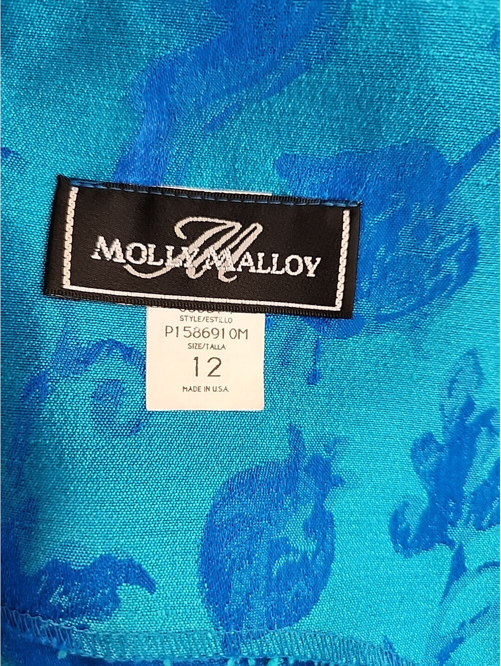Molly Malloy Cocktail Dress Women's 12 Blue Floral Shift Midi Classic Classy - Picture 7 of 7